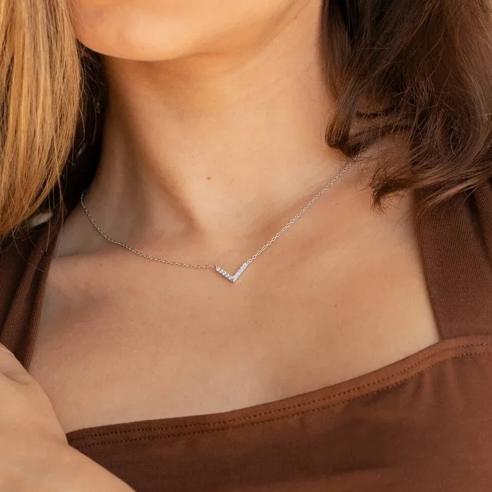 V-Initial Pendant Necklace