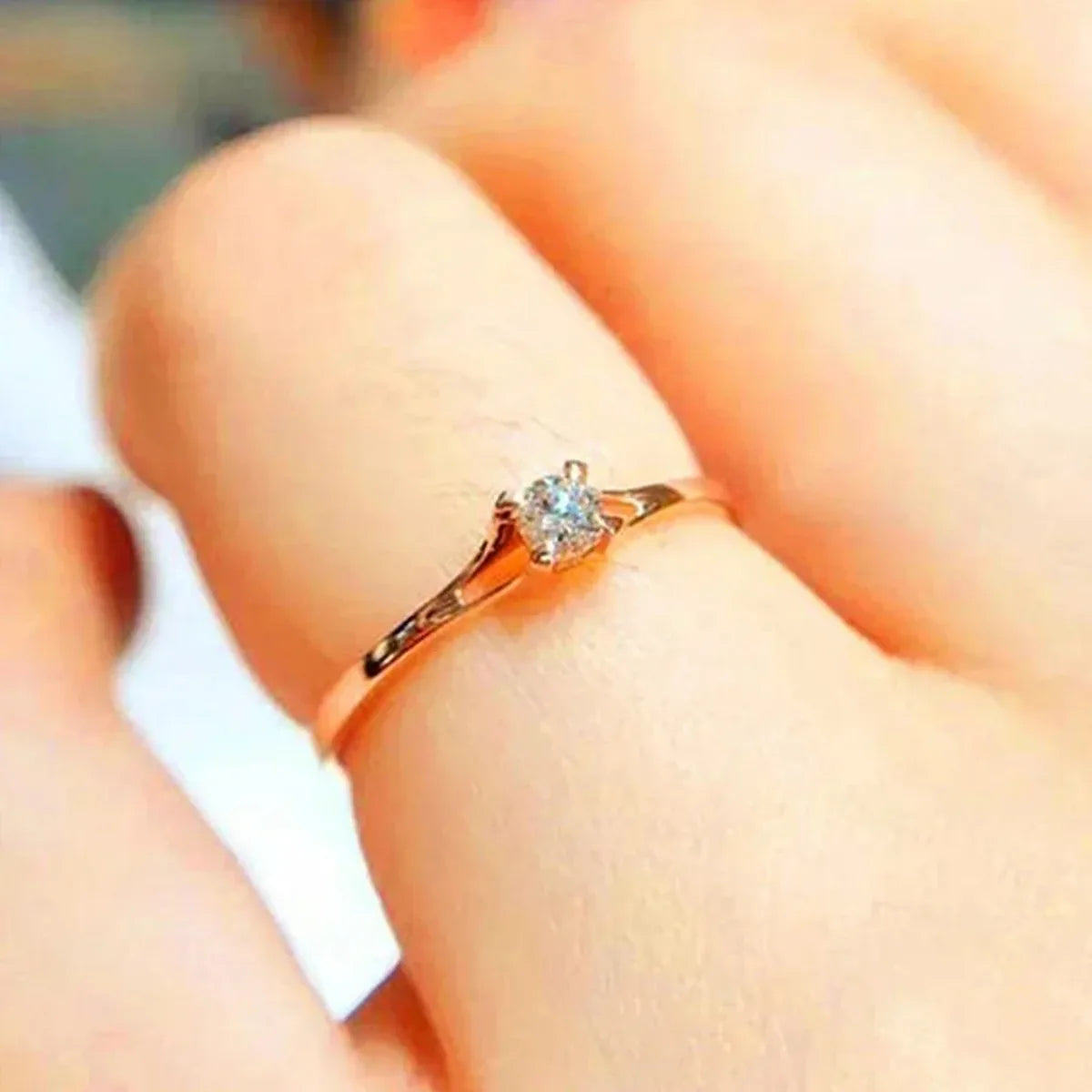 Thin Solitaire Band Ring
