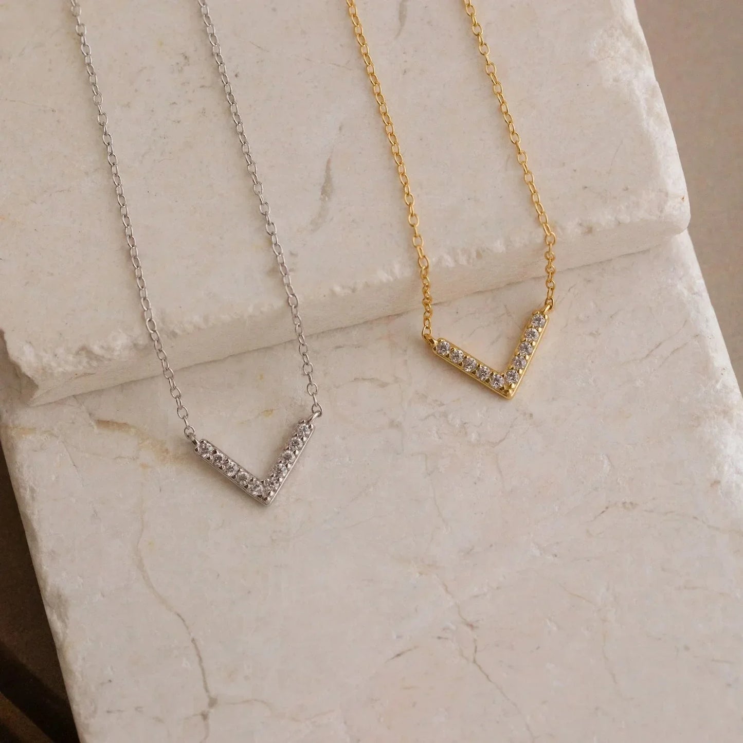 V-Initial Pendant Necklace