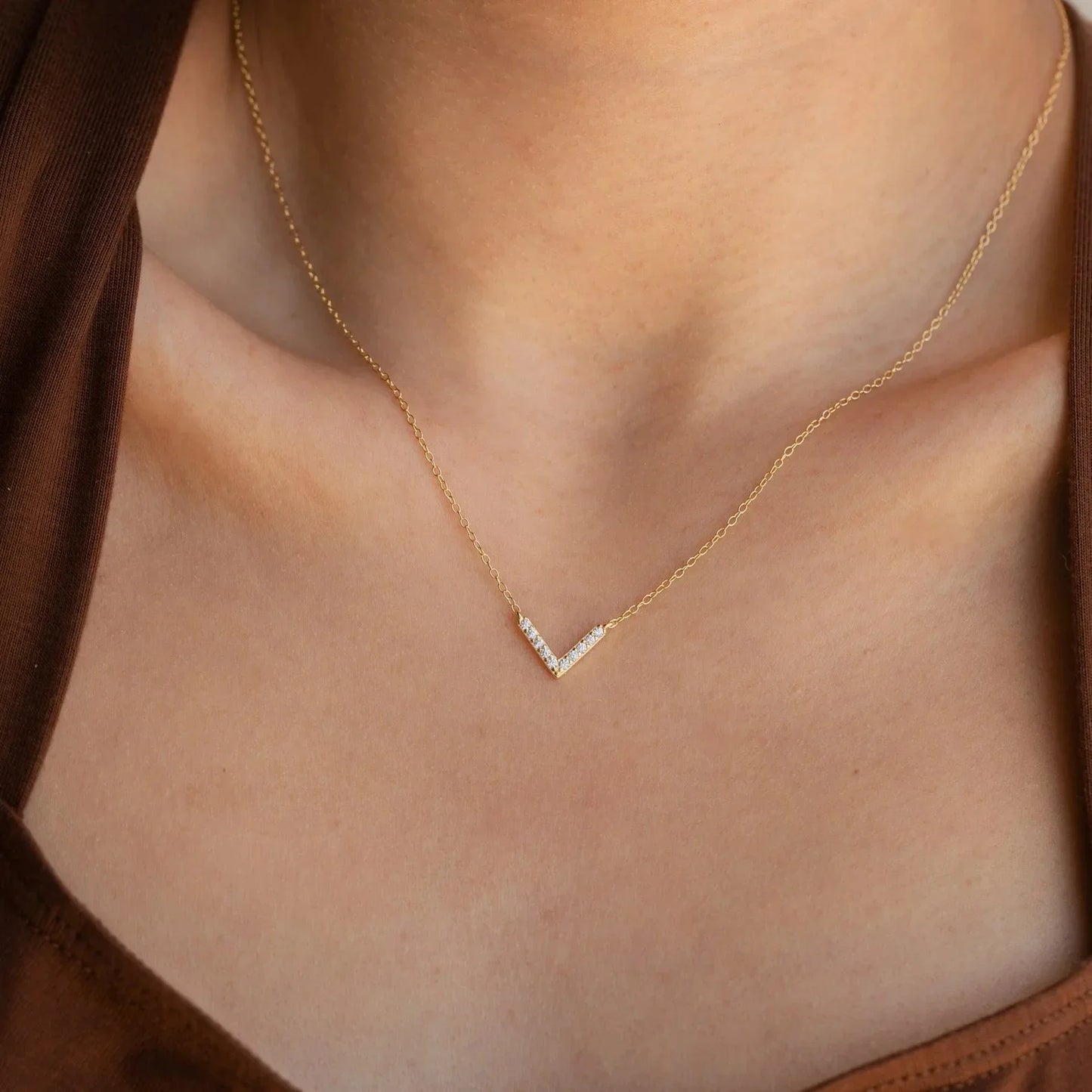 V-Initial Pendant Necklace